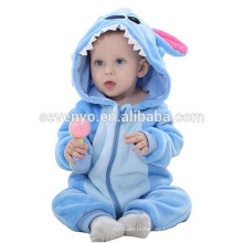 Weiche Baby Flanell Strampler Tier Onesie Pyjama Outfits Anzug, Schlafanzug, süße blaue Tuch, Baby Kapuzentuch